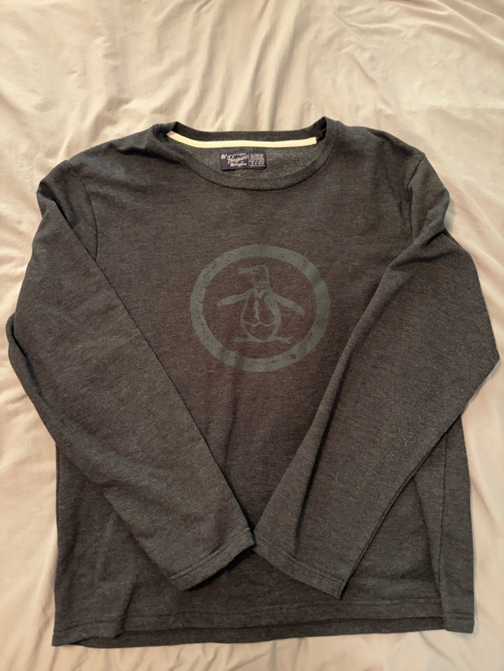 Original Penguin Men's Long-Sleeve Crewneck Shirt - Charcoal Gray
